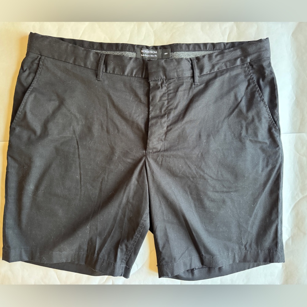 Nordstrom Black Flat Front Shorts with Back Zipper Pocket